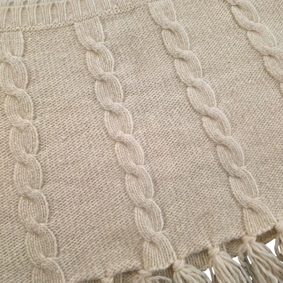 Y2K '04 Old Navy Lambswool Cable Knit Fringe Scarf & Mini Skirt Set S/M Cream - Picture 3 of 13